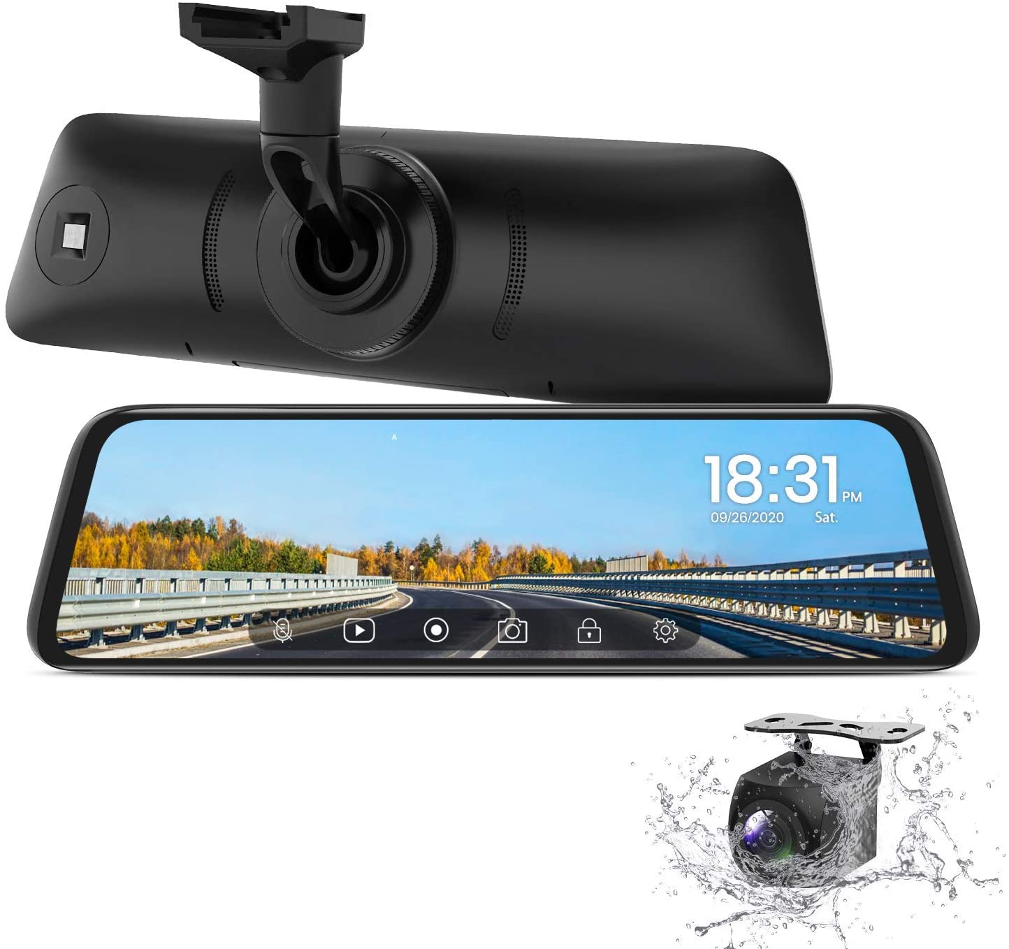 AUTO-VOX V5PRO OEM Look Rear View Mirror Camera with Neat Wiring, 9.35''  Full Laminated Ultrathin Touch Screen No Glare Mirror Dash Cam, Dual 1080P